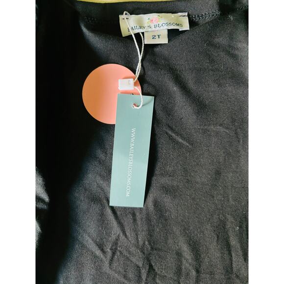 Baileys Blossoms Sheer Puff Sleeve Black Top NWT Size 2T - Picture 2 of 2